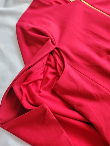 Chico's Ponte Stretch Zip Up Red Cape Sleeveless Jacket Blazer Size 4 Or 16-18 - Picture 17 of 19