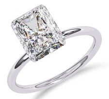 3 Ct Radiant Cut Lab Grown CVD Diamond Halo Engagement Ring 14k White Gold IGI