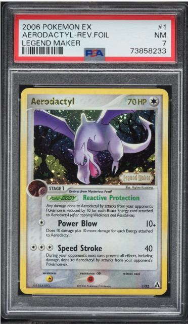2006 Pokemon EX Legend Maker Reverse Holo Aerodactyl #1 PSA 7 NRMT