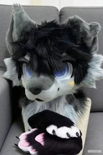 Fursuit Long haired Dog Fox Mascot Party Halloween Fur Cosplay(head+claws)