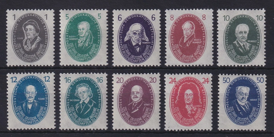 DDR 1950 Akademie der Wissenschaften Mi.-Nr. 261-270 Satz kpl. postfrisch ** - Bild 1 von 1