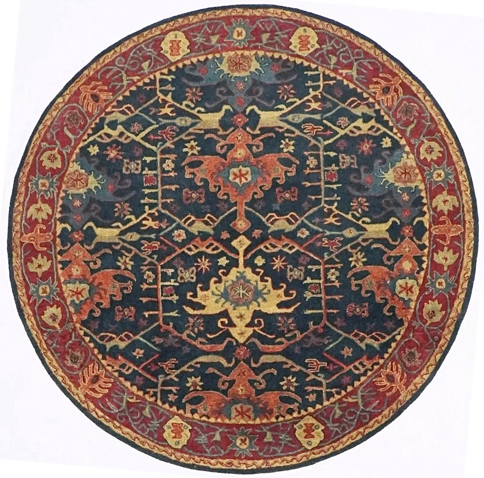 100% Wool Rug| Hand Tufted Pottery Barn Navy-Blue Living Room Wool Area Rug - Image 4 of 4