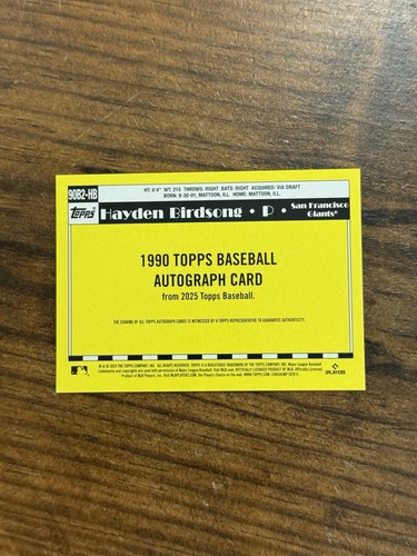 2025 Topps Hayden Birdsong 1990 Rookie Auto 35° anniversario • #90B2-HB - Foto 8 di 8