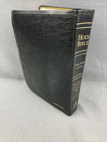 Holy Bible KJV Hand Size Giant Print Reference CornerStone Genuine Leather Tab - Picture 2 of 11
