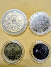 Belgien 4 M&uuml;nzen 10 u. 25 Centimes, 5 Cent, 1 Franken von 1864-1958