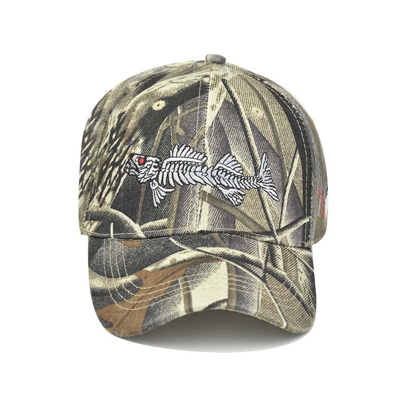 Cap With Fish Summer Embroidered Fish Baseball Cap Men Women Outdoor Fish Bones ...