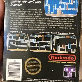 Gyromite Matte Sticker Seal 1st Print Nintendo NES Test Market Black Box RARE