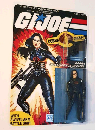 REPRO LJ GI JOE CUSTOM FEMALE COBRA BARONESS CARDED Action Figure MOC 1980s DECO