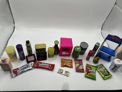 Mixed Lot of 24 Zuru Mini Brands Candy Spam Wet ones Mentos Soy Sauce Warheads