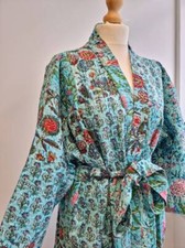 Patchwork handmade kantha jacket Japanese kimono style Floral kantha robe winter