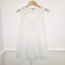 Mamas and Papas Womens Top White Size UK 16 Maternity Crochet 100% Cotton Bow