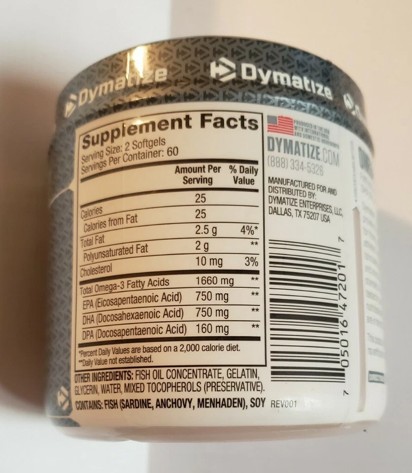 Aceite de pescado Dymatize OMEGA-3 120 cápsulas blandas Foto 2 de 4