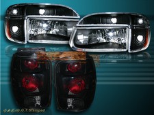 1998-2001 Ford Explorer Black Headlights Corner Lights Blk Smoke Tail Lights