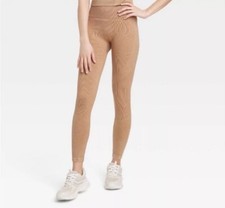 JoyLab Leggings Women  s XS Sand Brown High Rise Ribbed Seamless 7/8 New Joy Lab