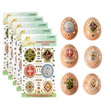 Pack of 5 of Easter Egg Stickers Decorations, Geometric Floral Cross Patterns