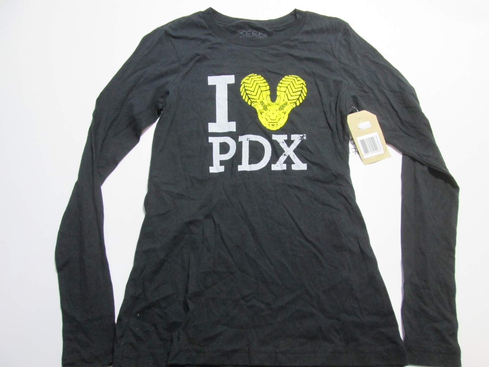 Camicia donna Keen taglia S manica lunga nera 100% cotone girocollo casual nuova con etichetta