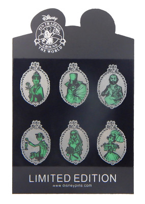 6 Pin Haunted Mansion Glow In The Dark Portraits Disney Trading Pins On Card New