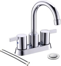 Chrome Bathroom Sink Faucet 3 Holes 4in Centerset Basin Vanity Mixer Faucet Taps