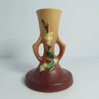 4.5 " Roseville Pottery Snowberry Candlestick Holder Maroon To Tan