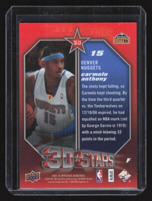 2009-10 Upper Deck Carmelo Anthony 3D Stars Insert SP Nuggets 3D 