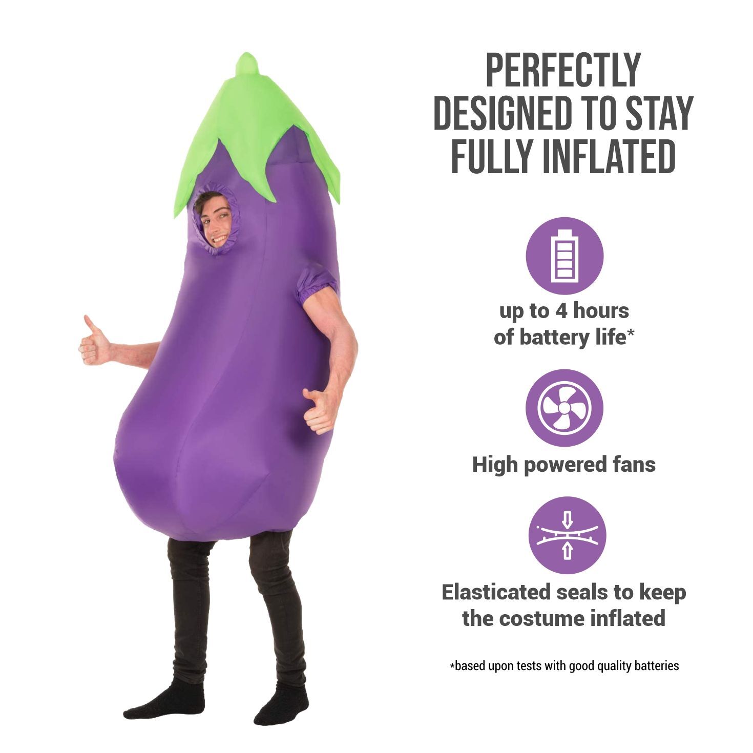 Adult Inflatable Eggplant Costume Funny Giant Blow Up Aubergine Fancy