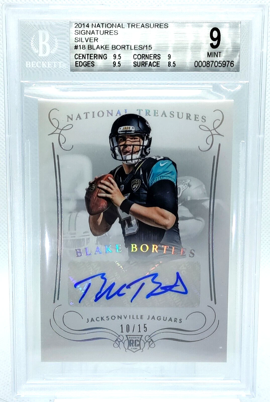 Blake Bortles Panini National Treasures #286 Century Material Autograph-Silver