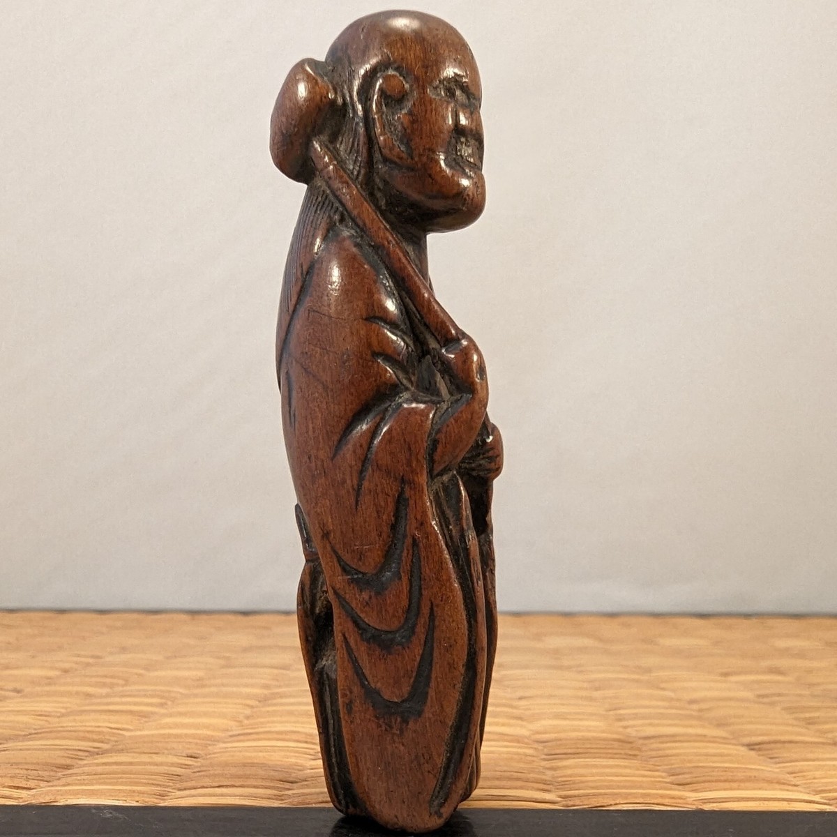 Antique Japanese Wood Netsuke Funayurei Ship Ladle Ghost Yurei