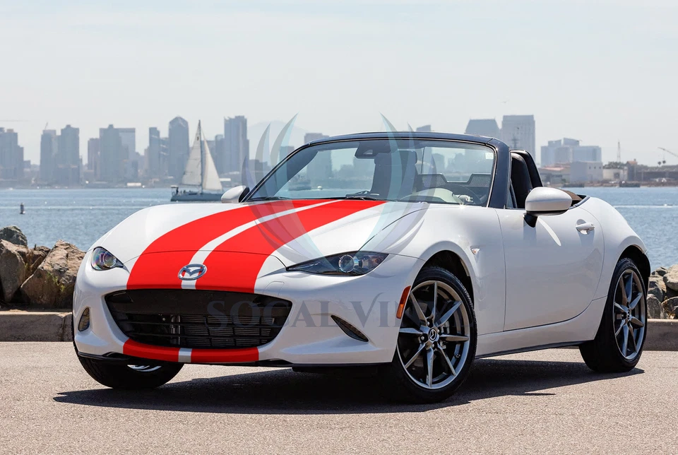 Envoltura de vinilo de rayas de carreras de color mate para Mazda Miata MX-5 rayas de 10 pies/20 pies Foto 3 de 4