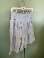 VTG 70s Changes 8 Blue Cotton High Waisted Culottes Gaucho Shorts Cottage Core