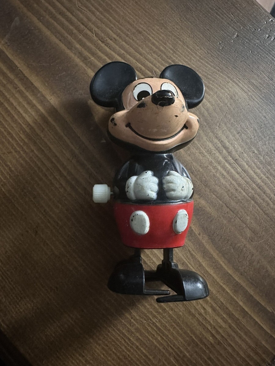 Disney Mickey Mouse Vintage Wind-Up Toy Figure TOMY 1977 Tested