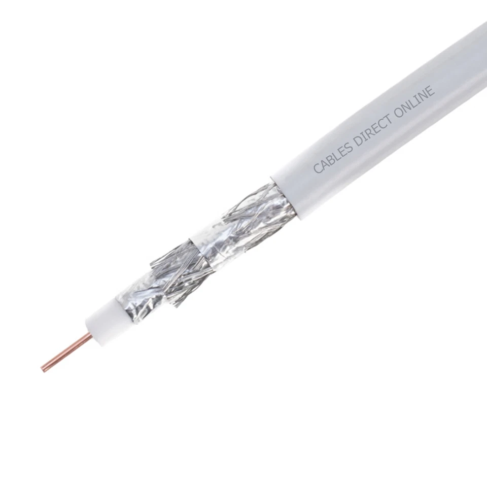 Cable coaxial a granel RG6 500 FT escudo cuádruple 18 AWG blanco coaxial TV vía satélite Foto 3 de 3
