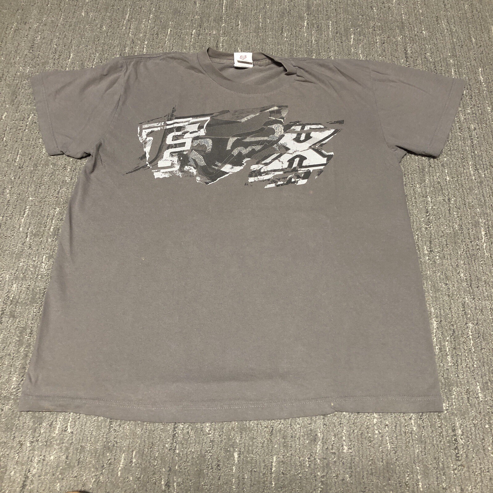 VTG Fox Racing Motocross Graphic T-Shirt Men’s Size L Grey Y2K Grunge Cyber Goth