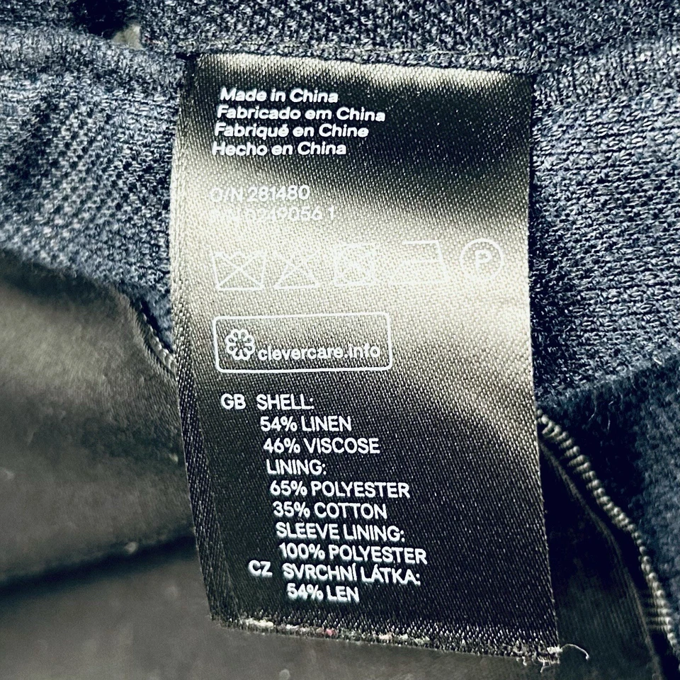 H&M 38R Sport Coat Linen Blend Navy Blue Two Button Lined Double Vented - Image 4 of 4