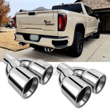 For GMC Sierra 1500 2x Angled Cut Stainless Exhaust Tip 2.5" Inlet / 3.5" Outlet