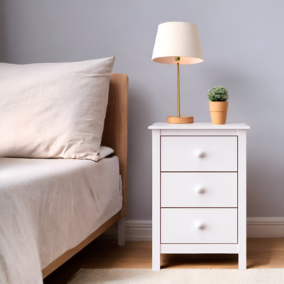 Nightstand Tall 3 Drawer Solid Wood Unfinished - by From the Tree Furniture