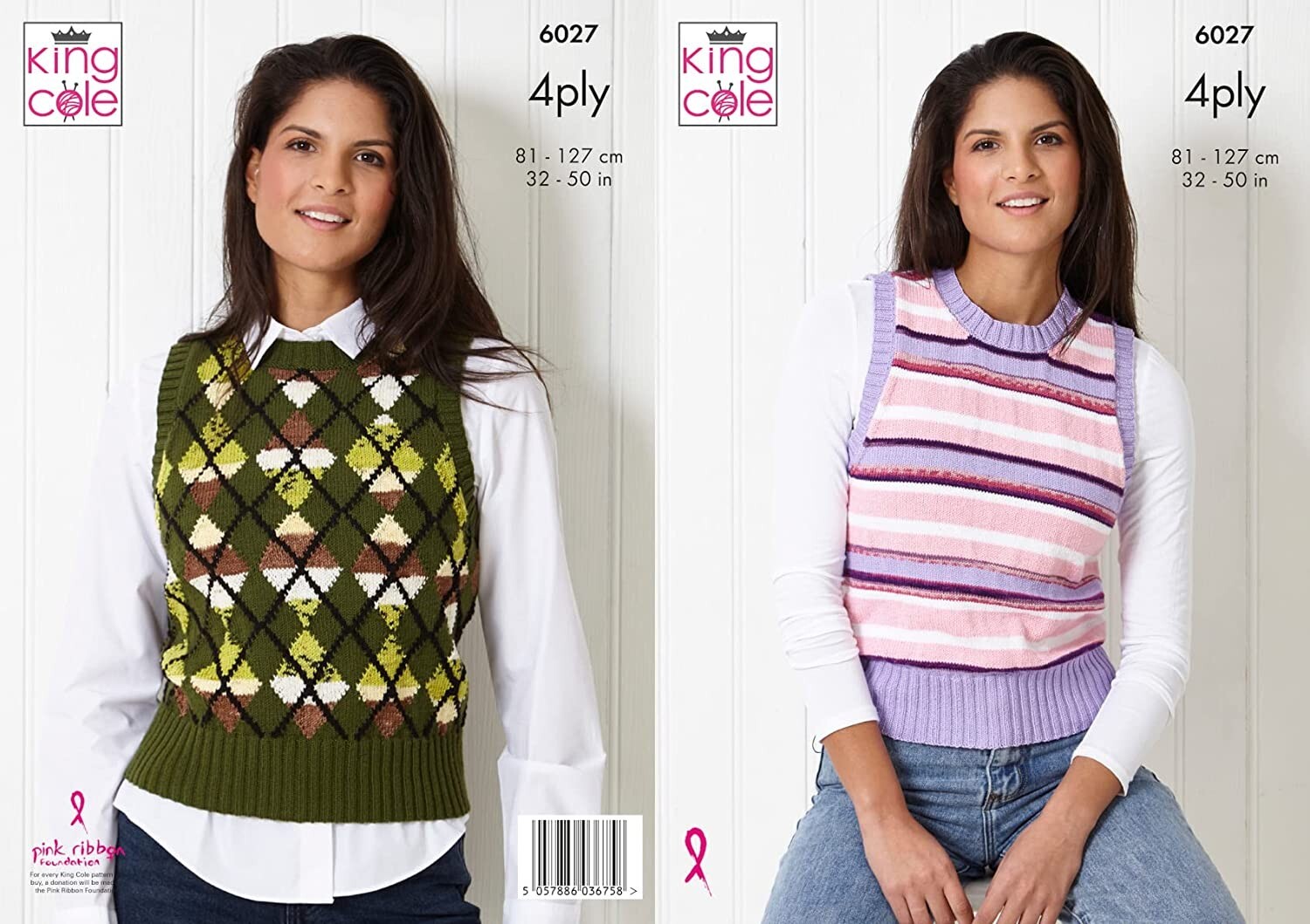 King Cole 4 Ply Knitting Pattern - 6027 Slipovers