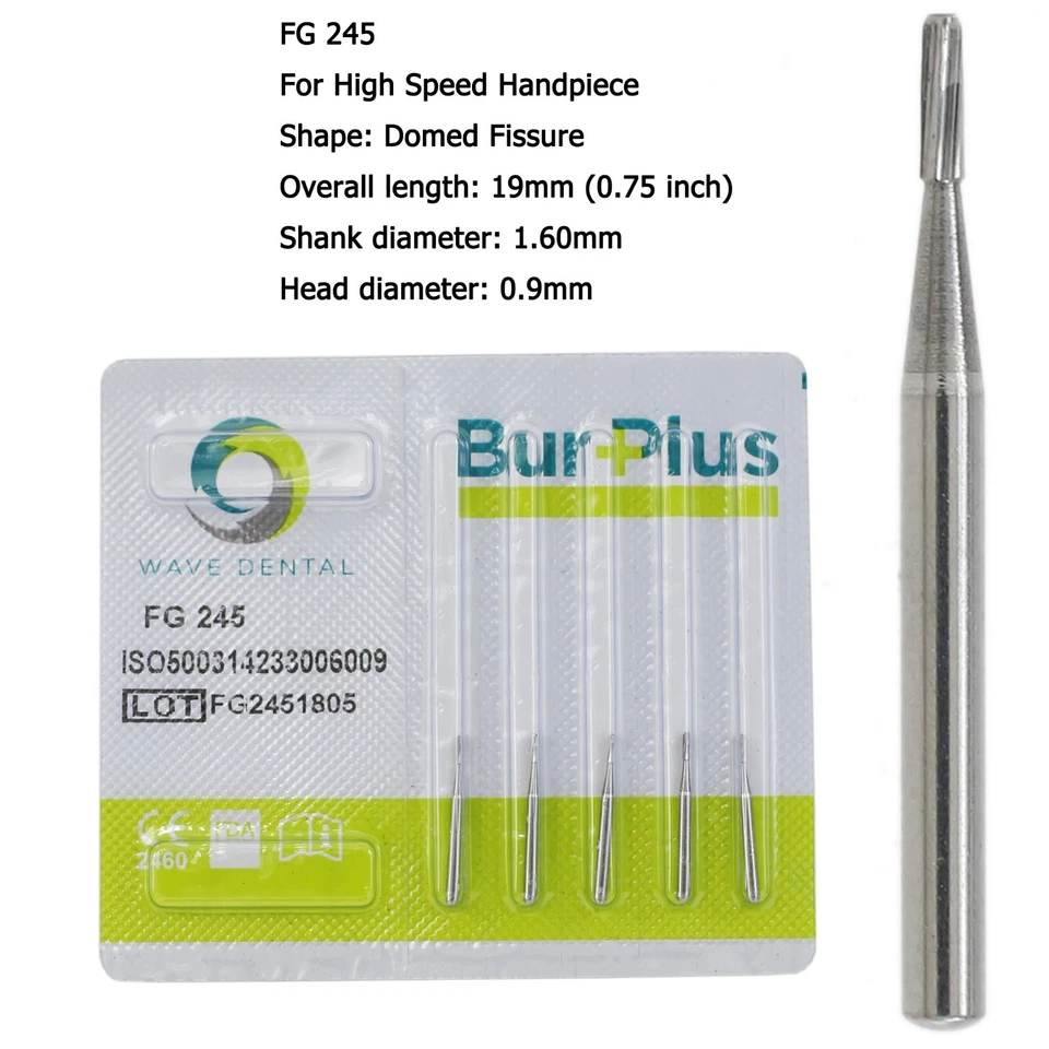 Fresas dentales de carburo Wave FG 245 agarre de fricción de alta velocidad fisura abovedada medio oeste Foto 2 de 4