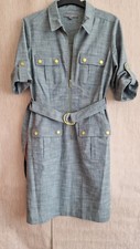 sharagano denim look blue zip collar belt dress size 10 UK (6 US)