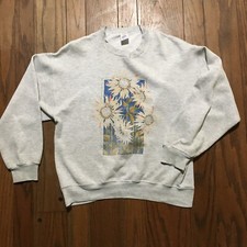 Vtg Sunflower Graphic Crew Neck Sz L Large Sweatshirt Sweater Faded Jerzees 80  s