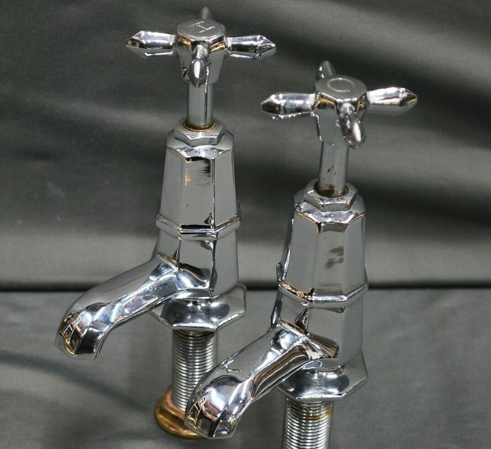 ART DECO BASIN TAPS, CHROME BATHROOM TAPS RECLAIMED & FULLY REFURBISHED ...