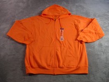 Gildan Hoodie Sweatshirt Mens Large Safety Orange Full Zip Fleece Solid