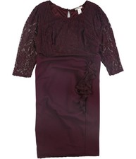 Love Squared Womens Lace Top Sheath Dress, Red, Plus Size, 3X