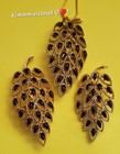 Vintage 1960's Gerry's Yellow Gold Plated &Black Enamel Leaf Brooches & Necklace — photo 1