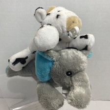 RaZ-Baby Wubbanub gray blue elephant Paci Holder Black White Cow Pacifier Keeper