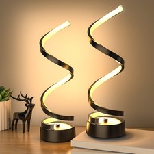 NU R Table Lamps for Living Room Set of 2, Black Dimmable LED Lamp, Small Bedsid