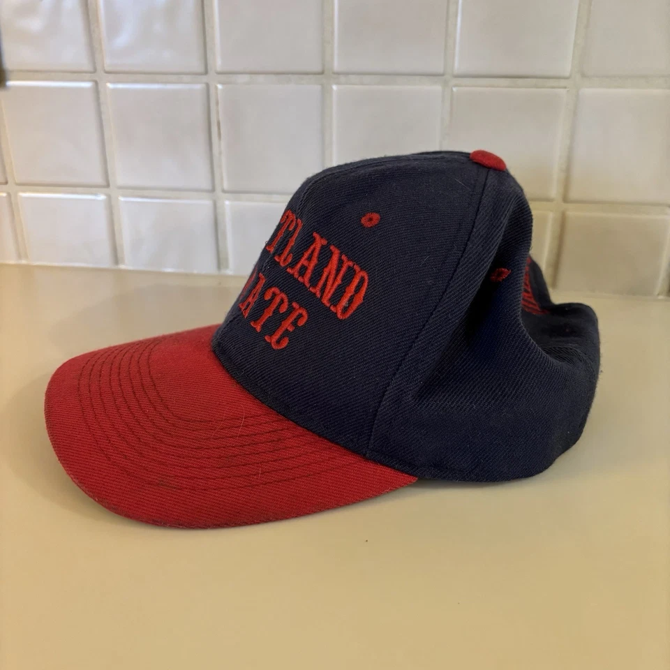 复古波特兰州立维京人平沿帽 美国制造 70 年代 80 年代 90 年代 罕见 PDX 俄勒冈州 — 第 3/4 张图片