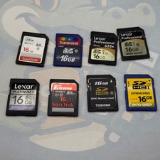 LOT of 8 - 16GB - SD Cards - Various Brands - Untested - GC731