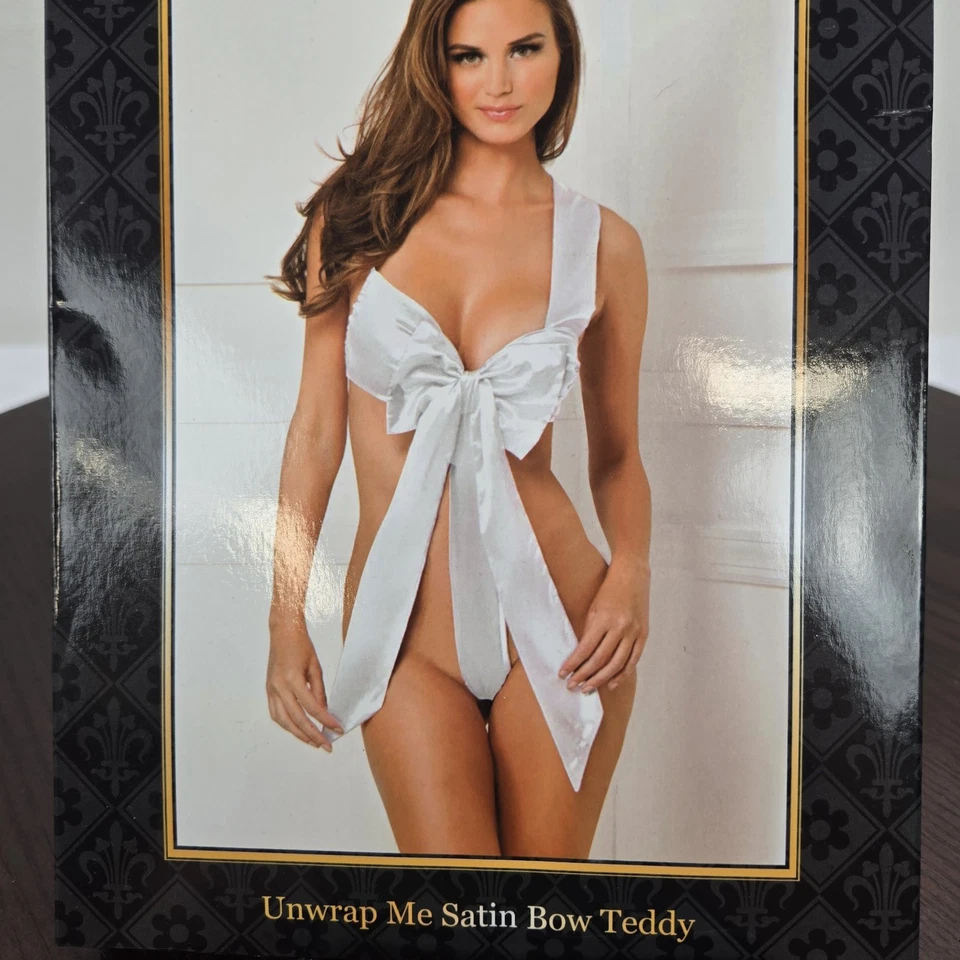 Rene Rofe Unwrap Me Satin Bow Teddy Women Medium Large White - Image 2 of 4