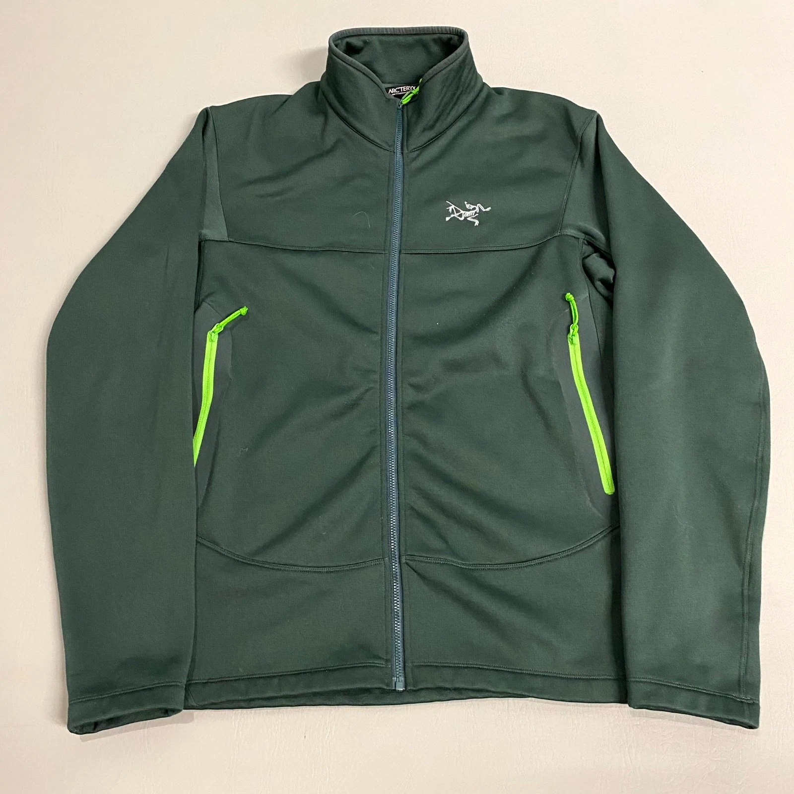 Arcteryx Arenite Jacket Mens M Green Stretch Fleece Full Zip Moisture Wicking