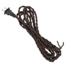 1 Pcs 12Ft 18/2 Twisted Cloth Lamp Cord with Plug Brown